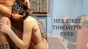 5 scenes long BJ with her first throatpie